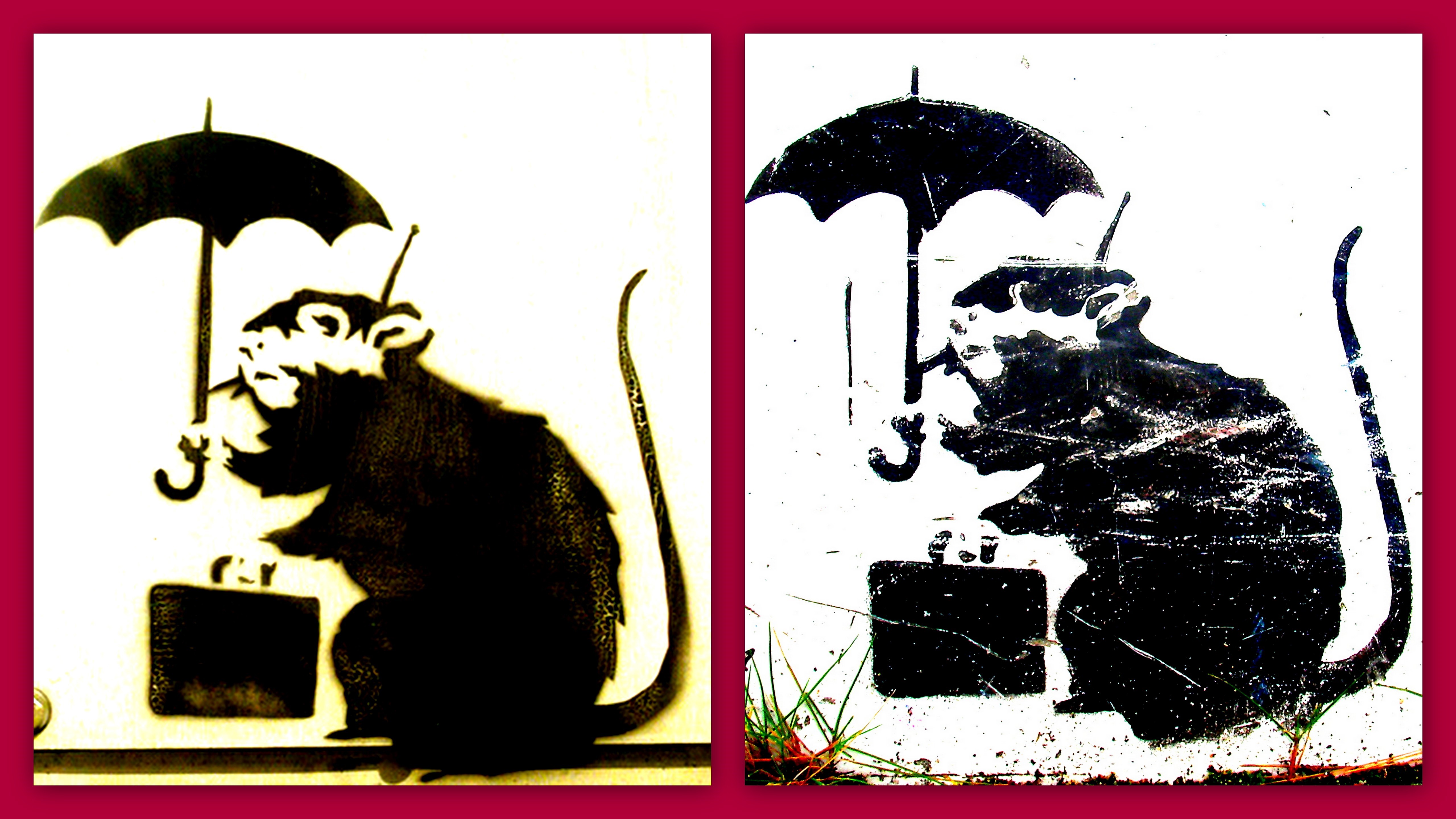 バンクシーが香川県に 高松にネズミのイラストが 絵は本物なの こあらの散歩道